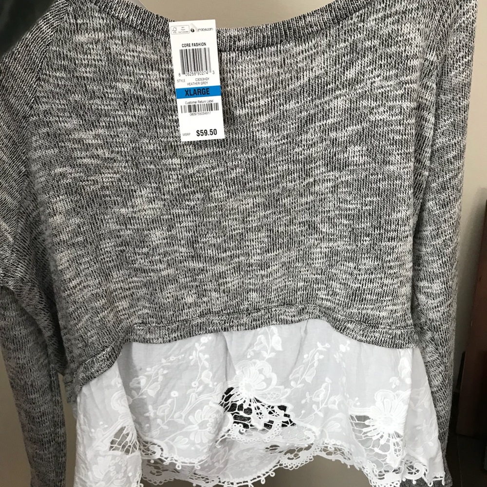 Sweater Grey with Lace bottom derail